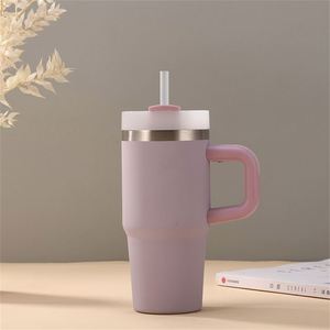 14oz Car Handle Tumbler Travel <b>Mug</b> Double Wall Insulated Stainless Steel Lid Straw Anti-Slip Base - Product Image 1