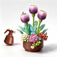 Set de Construcción de Flores que Florecen con Control Remoto, Novedad de Escritorio para Importadores de Regalos, Gama Educativa para Venta Minorista Global