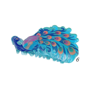 Pince à cheveux en acrylique motif paon 6 cm, design tendance pour femme, usage quotidien, haute qualité - Product Image 1