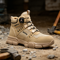 Chaussures de sécurité montantes pour hommes, édition été, anti-choc et anti-perforation, avec boucle rotative