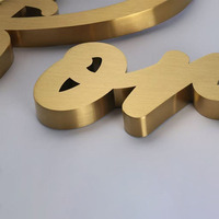Letrero Metálico 3D Dorado Soldado a Medida, Letrero Comercial para Interiores, Letras de Canal de Acero Inoxidable para Logotipo de Negocio Moderno en Pared