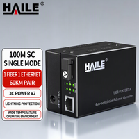 Convertisseur optique HAILE pour prolonger la distance de transmission réseau, convertisseur optique Gigabit Ethernet à fibre monomode