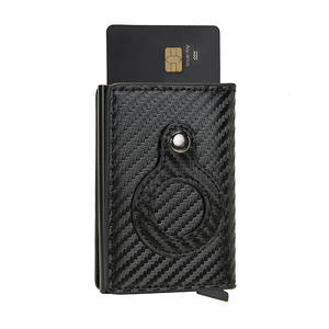 Personalizado Delgado Minimalista Carbono <span class=keywords><strong>Airtag</strong></span> Pop Up Titular de la tarjeta de crédito Cartera Hombres Metal RFID Money Clips Aluminio Bank Card Holder Case - Product Image 6