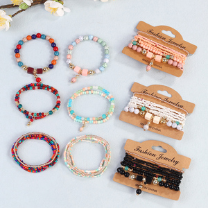 Günstiges vergoldetes Stretch-Boho-Schmuckset mit kleinen Perlen, farbenfrohes, mehrschichtiges Reisperlen-Artesanal-Set 2026 für Herren - Product Image 3