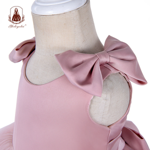 Abito Estivo 2020 OEM per Bambine, Vestito Rosa in Raso <span class=keywords><strong>da</strong></span> Cerimonia, Abito <span class=keywords><strong>da</strong></span> <span class=keywords><strong>Ballo</strong></span> per Compleanno con Fiocco sulla Spalla - Product Image 3