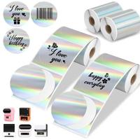 Étiquettes autocollantes personnalisées en rouleau, imperméables, rondes, carrées, logo, impression laser holographique, offset, OEM pour l'emballage des produits