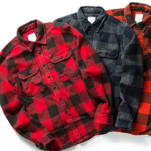 Cheap Wholesale 100% Cotton Men's Button Down Long Sleeve Plaid Flannel Casual Shirts