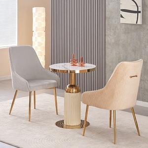 Chaise de salle à manger de luxe de style italien, design minimaliste moderne, <span class=keywords><strong>cadre</strong></span> en acier nordique, chaise de restaurant haut de gamme avec dossier - Product Image 4
