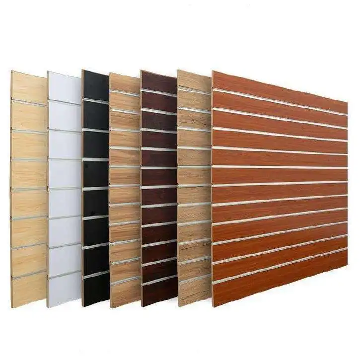 Aifei Custom Accessoires Display Slat Wall Display Slatwall Panel Mdf Garage Muur Aangepaste Kleur Fibreboards Slatwall Panelen