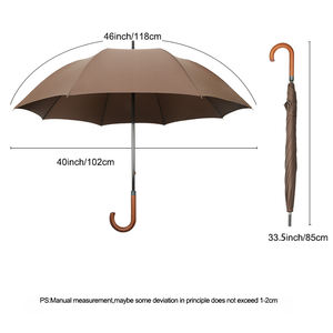 Promozione all'ingrosso manuale aperto J manico in legno 8K di alta qualità in fibra di carbonio donna donna ragazza ombrello dritto con Logo - Product Image 6