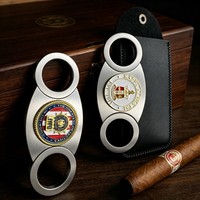 Coupe-cigares jaune économique, porte-clés en acier inoxydable, pochette de luxe en aluminium, marqueur de balle de golf rond en métal rouge et caoutchouc