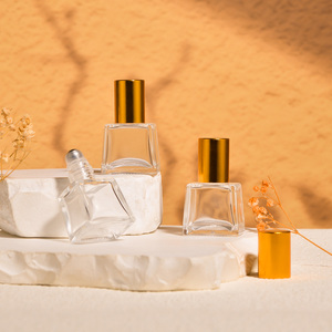 6ml Rỗng rõ ràng vuông nước hoa tinh dầu attar Lăn chai cuộn trên kính với con lăn thép bóng và vàng bạc cap - Product Image 6