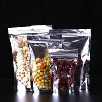 Emballage souple professionnel personnalisable et réutilisable en PE de qualité alimentaire plaqué argent pour sacs debout