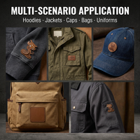 Écusson en cuir PU personnalisé brodé avec logo pour vêtements, chapeaux, sacs – Étiquette de marque pour vêtements – Vente en gros