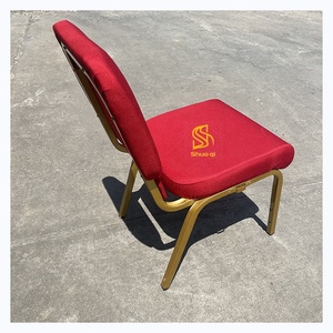 Chaises d'église empilables en métal traditionnelles de haute qualité avec coussins épais rembourrés rouges pour écoles et hôtels - Product Image 6