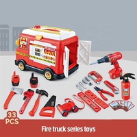 Jeu de simulation éducatif pour enfants, jeu de rôle, pompier en plastique, camion de pompiers, voiture, jouet avec son, extincteur, garçon, outil, 33 pièces