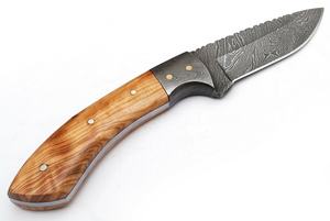 Beautiful Sizzco Damascus Steel Fixed Blade <b>Knife</b> Customizable OEM Olive Wood Handle with Damascus Clip for Hunting & Camping - Product Image 4