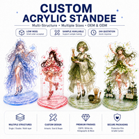 Support en acrylique transparent personnalisé pour anime avec feuille d'or et d'argent, faible MOQ, OEM & ODM, dôme en époxy 3D, plaque en mica