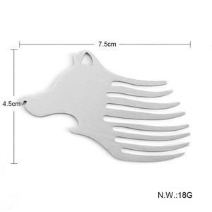 Porte-clés tête de loup en acier inoxydable, ouvre-bouteille multifonction, peigne de poche, outil couleur argent - Product Image 5