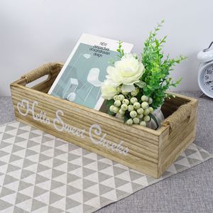 Boîte de rangement rectangulaire en bois blanc sans couvercle pour l'organisation du comptoir de cuisine avec support pour plantes succulentes - Product Image 4