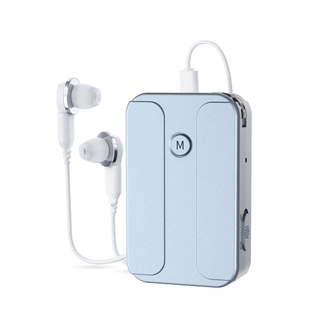 Portable Analog Pocket Hearing Aid Rechargeable with Noise Reduction and Long Battery Life for Seniors