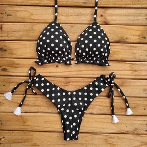 Conjunto de Bikini de Dos Piezas con Tirantes Triangulares, Push-Up, Tanga, Secado Rápido, Spandex/Poliéster, Sexy, Tallas Grandes - Product Image 5
