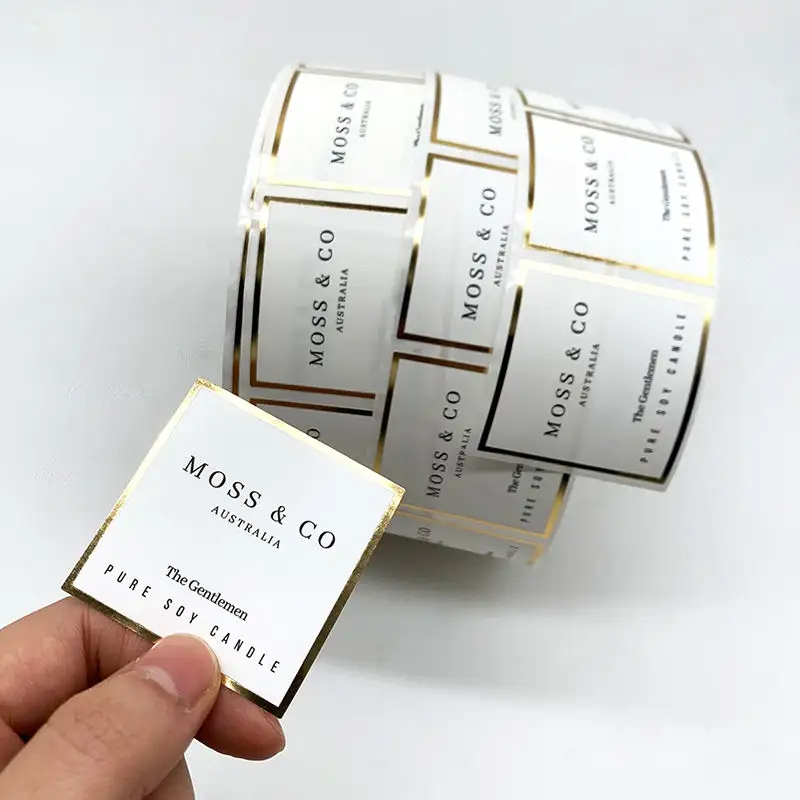 Etichette per candele con Logo in vinile per contenitori di alta qualità stampa personalizzata adesivo in lamina d'oro per barattoli di candela