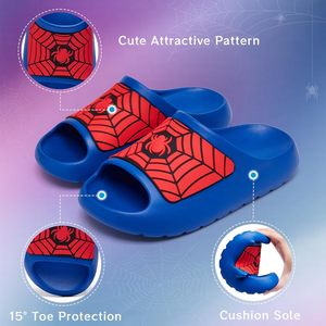 Sandales Nuages pour Enfants Garçons Filles Tout-petits, Chaussons d'Intérieur et d'Extérieur à Séchage Rapide, Chaussures de Douche en EVA, Claquettes d'Été Motif Toile d'Araignée à la Cheville - Product Image 4