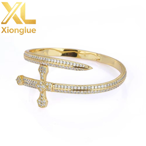 Hip-hop Glitter Chilled Men's Crystal Zirconium Brass Gold Zulfiqar Sword <b>Bracelet</b> - Product Image 1