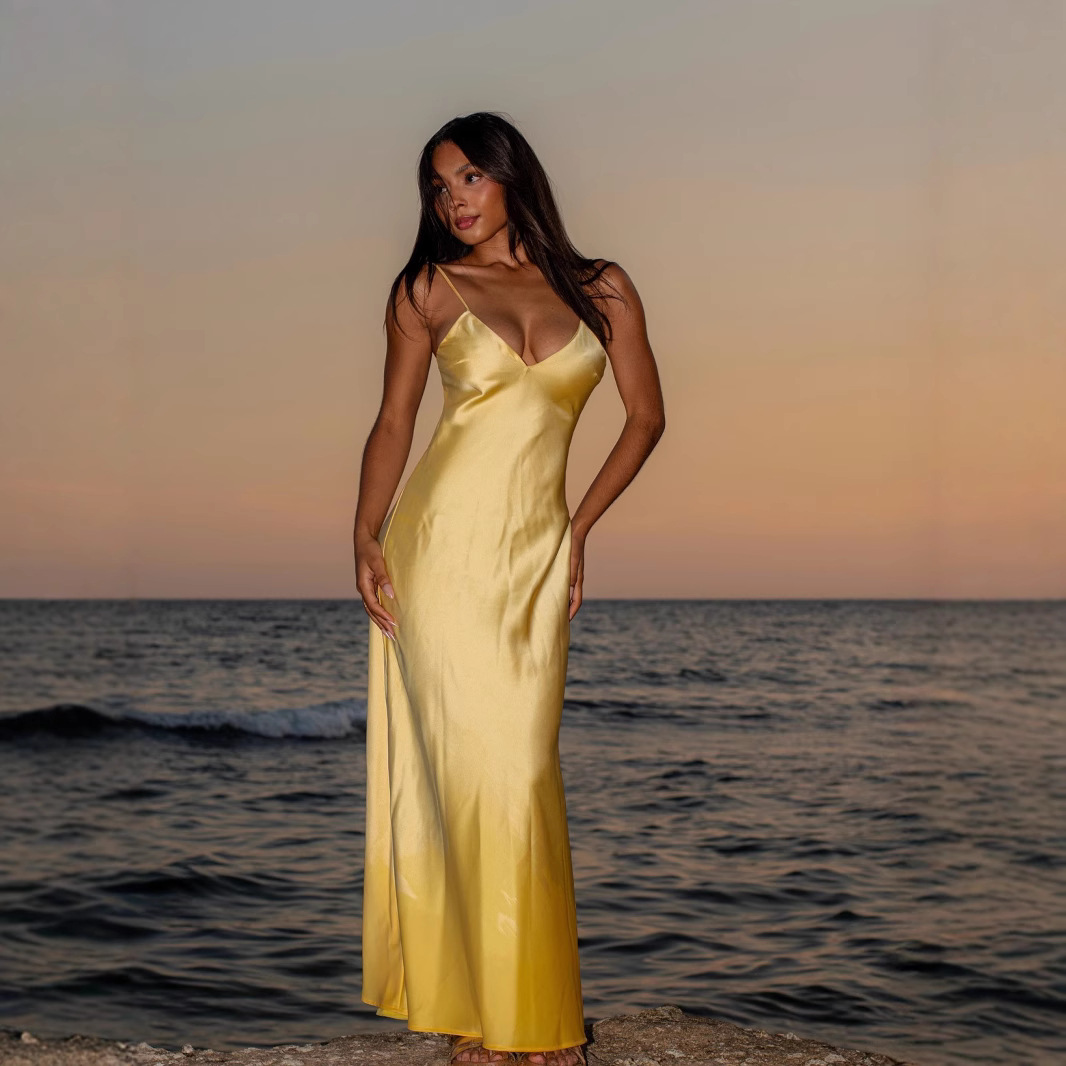 red backless mermaid dress Darya Hand Beaded Backless Maxi Dress in Butter | Jaded London main image 1