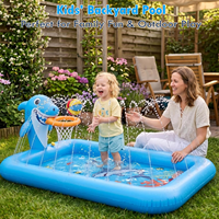 Piscine gonflable pour enfants avec panier de basket - Piscine gonflable pour bébés et tout-petits, tapis de jeu avec arroseur pour enfants