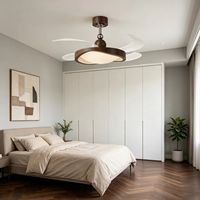Ventilateur de plafond rétro de style chinois avec télécommande, LED, moteur DC en fer, 6 vitesses silencieuses pour chambre et restaurant