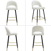 Tabouret de bar moderne en velours DM Factory, chaise de bar rembourrée confortable à hauteur de comptoir avec structure métallique pour cuisine et bar