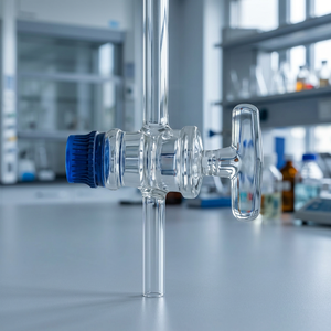 ตัวหนีบบิวเรตแก้วแบบกำหนดเอง พร้อมก๊อกปิดสองทาง บิวเรตแบบมีก๊อกปิด PTFE ทำจากแก้วใส คลาส B - Product Image 3