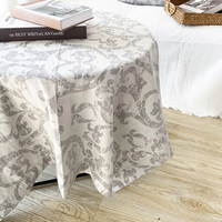 Mantel Redondo de Lino Francés 100% Jacquard Rústico con Estampado Personalizado, Verde, para Banquetes de Hotel