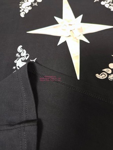 Camiseta de algodón de 230 <span class=keywords><strong>g</strong></span> con estampado de estrella y brújula para <span class=keywords><strong>hombre</strong></span>, camiseta informal de manga corta de algodón negro, top de alta calidad estilo streetwear - Product Image 5