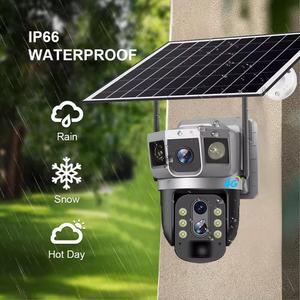 Cámara PTZ V380Pro con energía solar, 4G, vista triple, zoom 10X, seguridad y vigilancia para exteriores con visión nocturna e intercomunicador de voz - Product Image 3
