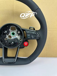 Volant de voiture en fibre de carbone noire et cuir personnalisable pour <span class=keywords><strong>Audi</strong></span> <span class=keywords><strong>Q</strong></span> C8 A1 A3 A4 A5 A6 A7 A8 B6 B7 B8 B9 C6 C7 TT R8 - Product Image 2