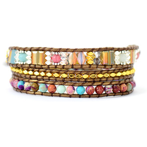 Bracelet en cuir perlé fait à la main avec breloque en forme de cœur, perles multicolores, pour cadeau, bijoux, accessoire de mode - Product Image 5