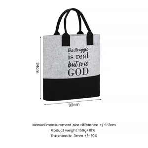 Bolsa de Mano de Fieltro Reciclado Ecológica de Dos Tonos Faith, Venta al por Mayor, Logotipo Personalizado, Directo de Fábrica, Bolsa de Compras Inspiradora - Product Image 5