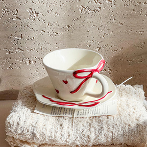 Juego de Taza y Platillo de Cerámica Pintados a Mano al por Mayor, Taza de Café Estética para Chicas - Product Image 5