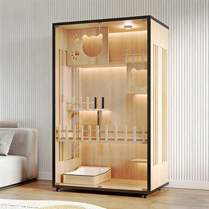 パノラマライトラグジュアリーキャットヴィラホーム大型ペット室内猫ケージハウスキャビネット木製キャットヴィラケージ - Product Image 4