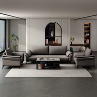 Ensemble de canapés de bureau modernes en cuir gris pour réception, salle d'attente et mobilier commercial