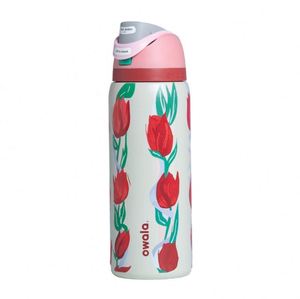 Vaso Térmico Owala de Acero Inoxidable con Asa, Botella de Agua para Exteriores, Venta al por Mayor, Tulipanes Rojos de Fábrica - Product Image 1