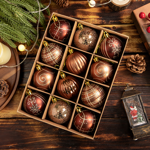 Tendance 2026 : Lot de 12 ornements circulaires en plastique de luxe personnalisés, incassables, imprimés en sérigraphie, couleur chocolat et café, pour suspension sur arbre - Product Image 1