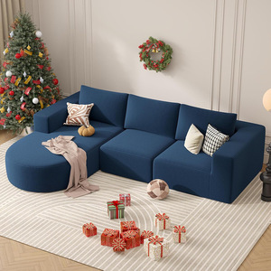 Ensemble de canapés modulaires modernes en forme de L, compressés sous vide, en mousse haute densité, revêtement en velours côtelé, pour petit <span class=keywords><strong>appartement</strong></span> - Product Image 1