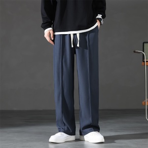 Pantalones informales de seda de hielo de secado rápido con logotipo personalizado, pantalones de pierna ancha holgados finos de verano para hombre, elásticos rectos resistentes a las arrugas - Product Image 1