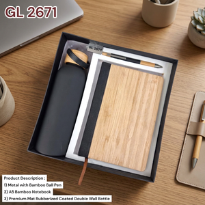 Natural PU Leather Business <b>Gift</b> <b>Box</b> PU Leather Notebook Metal Ball Pen Matte Rubberized Double Wall Water <b>Bottle</b> Personalized - Product Image 5