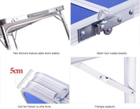 Table de pique-nique extérieure en aluminium à livraison rapide, 6 pieds, portable, pliable, noire, avec trou pour parasol