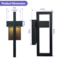 Lampu Dinding Luar Ruangan LED 12W Hemat Energi 5CCT Suhu Warna Dapat Disesuaikan CRI95 Finishing Hitam Modern Besi Kaca